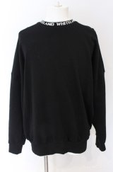 WHITELAND / 襟ジャガードリブスウェット L ブラック O-25-09-08-035-wh-to-YM-OS