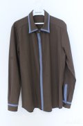 NO ID. / フライフロントスイッチングシャツ 1 ブラウンｘブルー O-25-09-08-043-NO-sh-YM-ZT382
