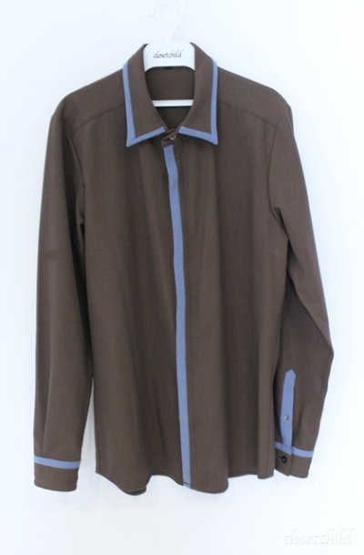 画像1: NO ID. / フライフロントスイッチングシャツ 1 ブラウンｘブルー O-25-09-08-043-NO-sh-YM-OS