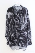 NO ID. BLACK / ネクタイ付ネックギャザーBIG ONE ブラックｘグレー O-25-09-08-045-NO-sh-YM-ZT385