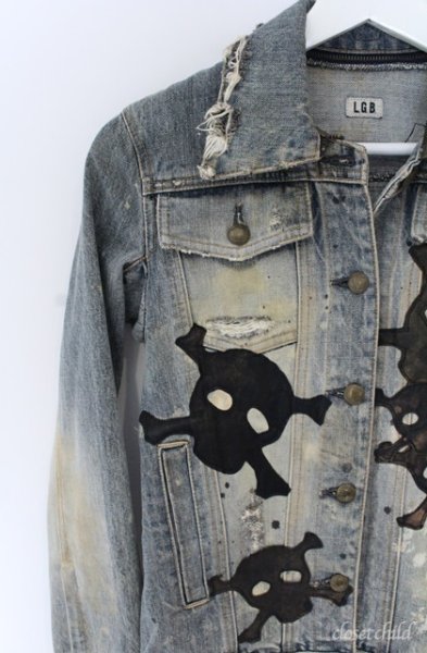 画像2: LGB / G-1/LOVE SEX DREAM スカルパッチデニムジャケット　G-ジャン 1（レディース） インディゴ O-25-09-08-052-LG-to-YM-ZT364 (2)
