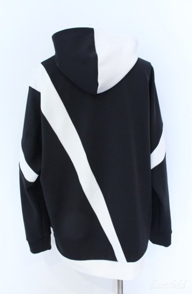 画像2: TORNADO MART / バイカラーアシメZIPフーディ パーカー L ブラックｘホワイト O-25-09-08-009-TO-to-YM-ZT385 (2)