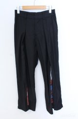 NO ID. BLACK / 切替バギートラウザーズパンツ 1 ブラックｘオレンジ O-25-09-08-028-NO-pa-YM-OS
