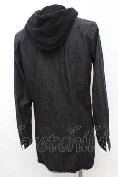 画像4: NO ID. BLACK / フーデッドデニムロングシャツ 1 ブラック O-25-09-16-039-NO-sh-YM-OS