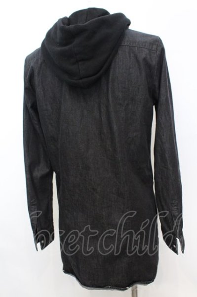 画像4: NO ID. BLACK / フーデッドデニムロングシャツ 1 ブラック O-25-09-16-039-NO-sh-YM-ZT256 (4)