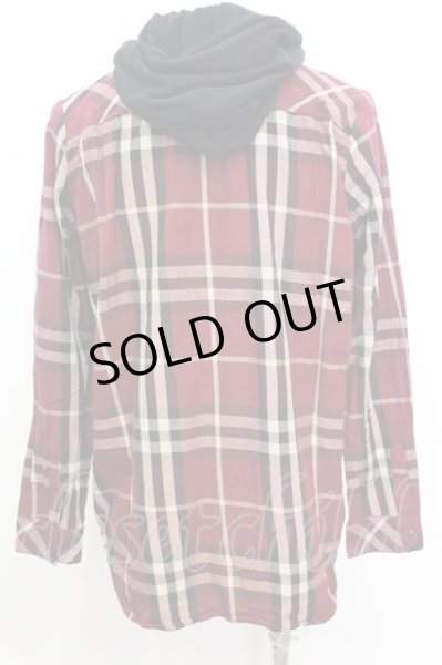 画像2: NO ID. / フード付きチェックシャツ 1 レッド O-25-09-16-040-NO-sh-YM-OS (2)