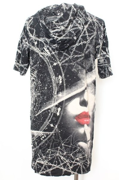 画像3: NO ID. / 総柄ロング半袖パーカー 1 ブラック O-25-09-16-042-NO-to-YM-ZT150 (3)