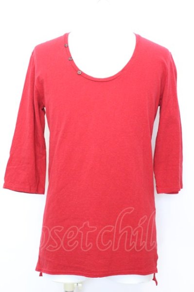 画像1: Moonage Devilment / ボタンネック五分袖Tシャツ 48 レッド O-25-09-16-022-Mo-ts-YM-ZT166 (1)