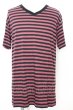 画像1: Moonage Devilment / ボーダーVネック Tシャツ 46 レッド O-25-09-16-031-Mo-ts-YM-ZT166 (1)