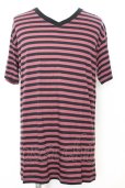 画像1: Moonage Devilment / ボーダーVネック Tシャツ 46 レッド O-25-09-16-031-Mo-ts-YM-OS (1)