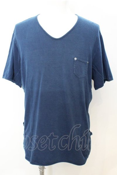 画像1: Moonage Devilment / ユーズドウォッシュポケットTシャツ 46 インディゴ O-25-09-16-034-Mo-ts-YM-OS
