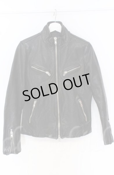 画像1: FUGA / ラムレザースタンドネックシングルライダースジャケット 46 ブラック O-25-10-20-011-FU-ou-YM-OS (1)