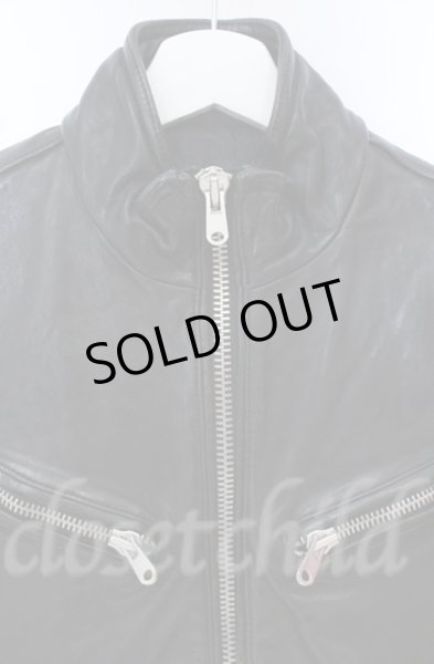 画像2: FUGA / ラムレザースタンドネックシングルライダースジャケット 46 ブラック O-25-10-20-011-FU-ou-YM-OS (2)