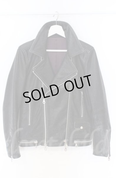 画像1: NO ID. BLACK / ラムレザーベジタブルパイピングライダースジャケット 1 ブラック O-25-10-20-012-NO-ja-YM-OS (1)