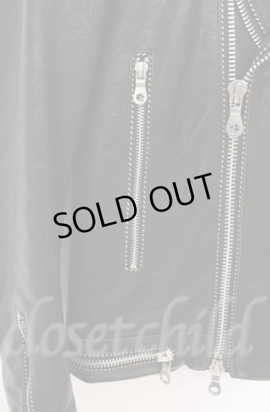 画像3: NO ID. BLACK / ラムレザーベジタブルパイピングライダースジャケット 1 ブラック O-25-10-20-012-NO-ja-YM-OS (3)