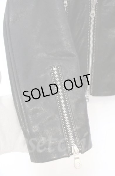 画像4: NO ID. BLACK / ラムレザーベジタブルパイピングライダースジャケット 1 ブラック O-25-10-20-012-NO-ja-YM-OS (4)