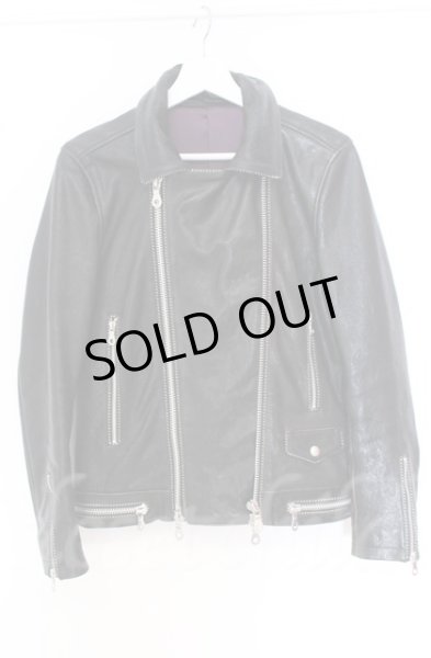 画像9: NO ID. BLACK / ラムレザーベジタブルパイピングライダースジャケット 1 ブラック O-25-10-20-012-NO-ja-YM-OS (9)