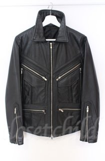 NO ID. BLACK / ラムレザーハイネックブルゾンジャケット 1 ブラック O