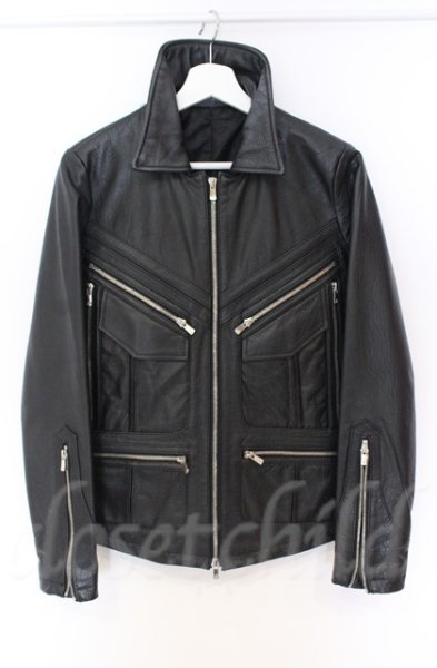 画像1: NO ID. / キッドバッファローレザー70s レザーブルゾンジャケット 1 ブラック O-25-10-20-013-NO-ou-YM-OS (1)