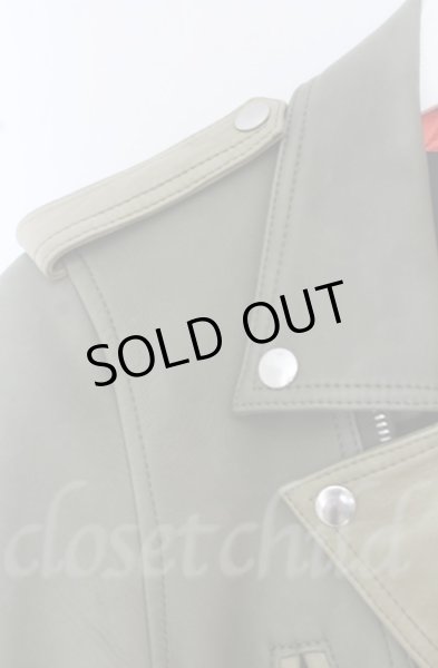 画像2: Moonage Devilment / ラムレザーダブルライダースジャケット 44 グリーン O-25-10-20-014-Mo-ja-YM-OS (2)