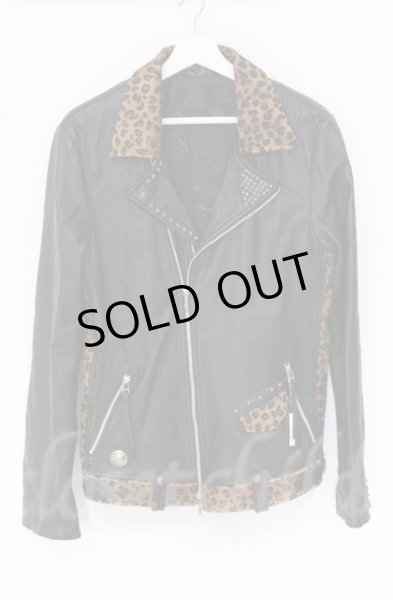 画像1: 14th Addiction / LEOPARD RIDERS 002　ディアスキンライダースジャケット 4（XL） ブラックｘレオパード O-25-10-20-003-14-ja-YM-ZTML038 (1)