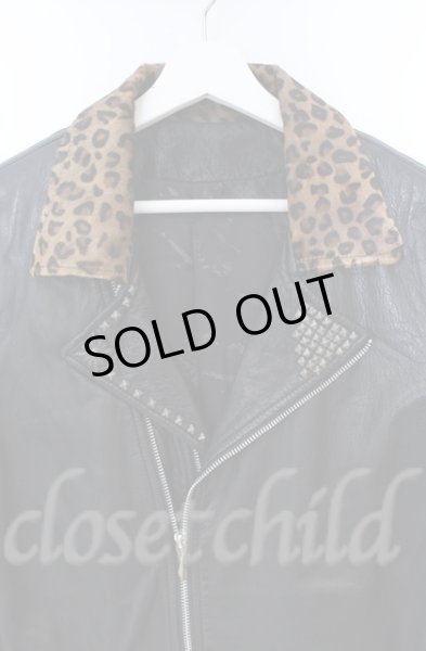 画像2: 14th Addiction / LEOPARD RIDERS 002　ディアスキンライダースジャケット 4（XL） ブラックｘレオパード O-25-10-20-003-14-ja-YM-ZTML038 (2)