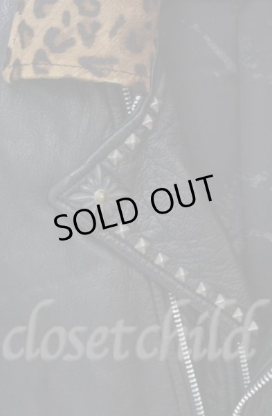 画像3: 14th Addiction / LEOPARD RIDERS 002　ディアスキンライダースジャケット 4（XL） ブラックｘレオパード O-25-10-20-003-14-ja-YM-ZTML038 (3)