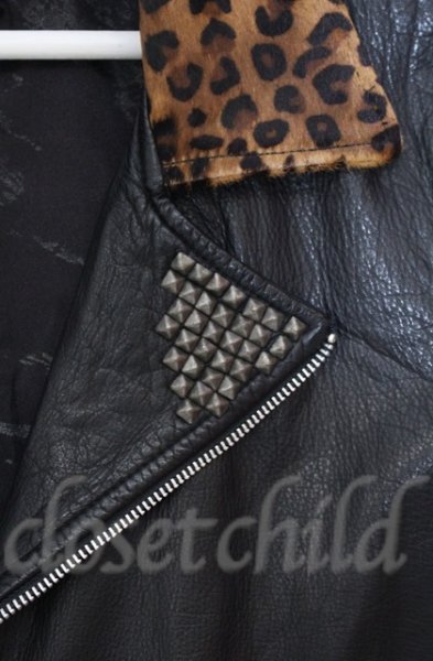 画像4: 14th Addiction / LEOPARD RIDERS 002　ディアスキンライダースジャケット 4（XL） ブラックｘレオパード O-25-10-20-003-14-ja-YM-OS (4)