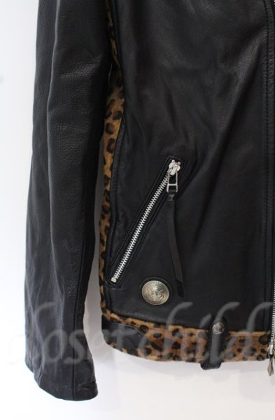 画像5: 14th Addiction / LEOPARD RIDERS 002　ディアスキンライダースジャケット 4（XL） ブラックｘレオパード O-25-10-20-003-14-ja-YM-OS (5)