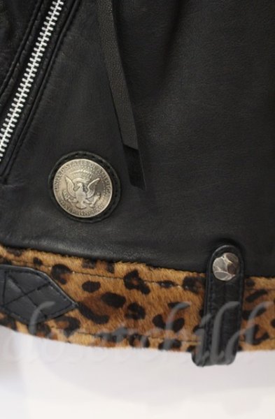 画像8: 14th Addiction / LEOPARD RIDERS 002　ディアスキンライダースジャケット 4（XL） ブラックｘレオパード O-25-10-20-003-14-ja-YM-OS (8)