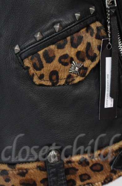 画像9: 14th Addiction / LEOPARD RIDERS 002　ディアスキンライダースジャケット 4（XL） ブラックｘレオパード O-25-10-20-003-14-ja-YM-OS (9)