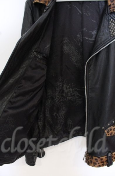 画像16: 14th Addiction / LEOPARD RIDERS 002　ディアスキンライダースジャケット 4（XL） ブラックｘレオパード O-25-10-20-003-14-ja-YM-OS (16)