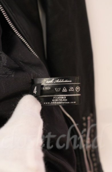 画像18: 14th Addiction / LEOPARD RIDERS 002　ディアスキンライダースジャケット 4（XL） ブラックｘレオパード O-25-10-20-003-14-ja-YM-OS (18)