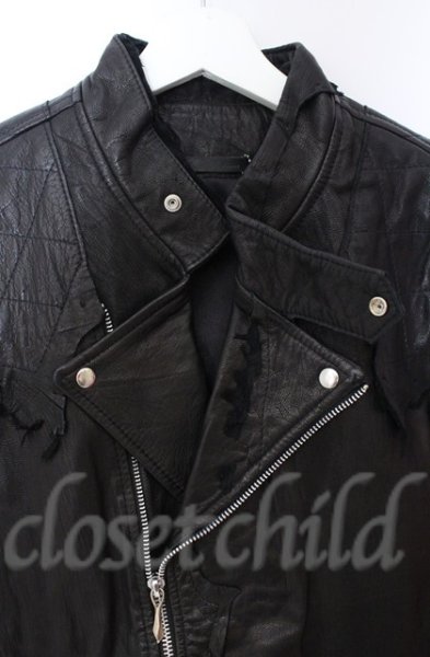 画像2: 14th Addiction / JK Cut Off ゴートスキンライダースジャケット 3（L） ブラック O-25-10-20-004-14-ja-YM-OS (2)