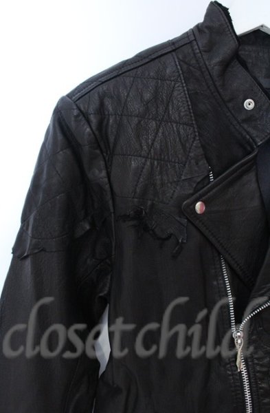 画像3: 14th Addiction / JK Cut Off ゴートスキンライダースジャケット 3（L） ブラック O-25-10-20-004-14-ja-YM-OS (3)