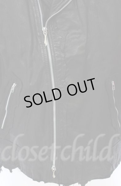 画像4: 14th Addiction / JK Cut Off ゴートスキンライダースジャケット 3（L） ブラック O-25-10-20-004-14-ja-YM-ZTML007 (4)