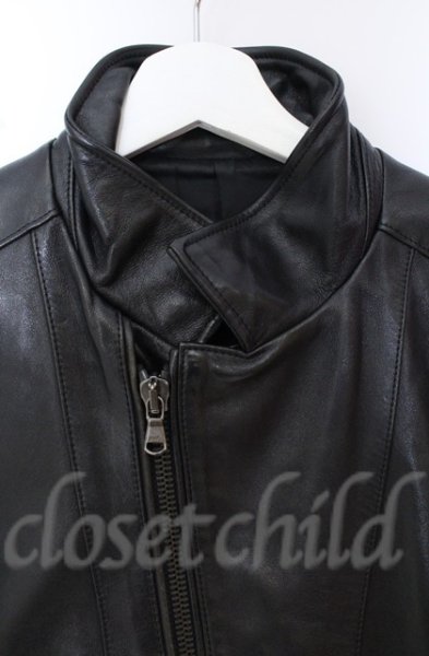 画像2: 5351pour les Hommes / ラムレザーシングルライダース 1 ブラック O-25-10-20-007-53-ja-YM-OS (2)