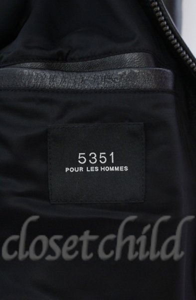 画像7: 5351pour les Hommes / ラムレザーシングルライダース 1 ブラック O-25-10-20-007-53-ja-YM-OS (7)