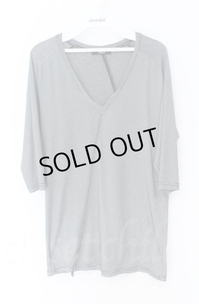 画像1: TORNADO MART / シームドボーダーVネック五分袖カットソー  グレー O-25-10-22-018-TO-to-YM-ZT86 (1)