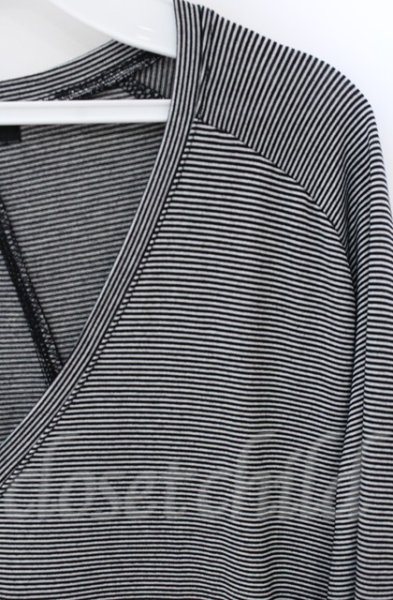 画像2: TORNADO MART / シームドボーダーVネック五分袖カットソー  グレー O-25-10-22-018-TO-to-YM-ZT86 (2)