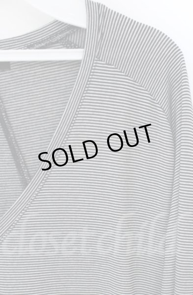 画像2: TORNADO MART / シームドボーダーVネック五分袖カットソー  グレー O-25-10-22-018-TO-to-YM-ZT86 (2)