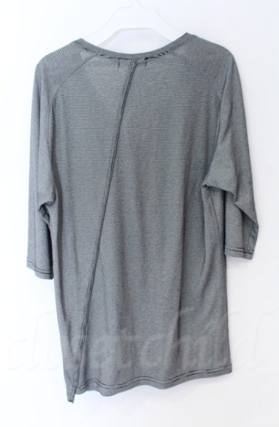 画像3: TORNADO MART / シームドボーダーVネック五分袖カットソー  グレー O-25-10-22-018-TO-to-YM-ZT86 (3)