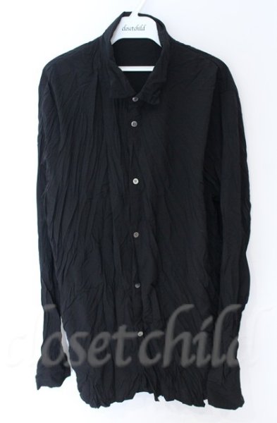 画像1: NO ID. BLACK / ワッシャーショートカラーシャツ ONE ブラック O-25-10-22-042-NO-sh-YM-OS (1)