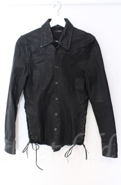 画像1: CIVARIZE / ゴートスキンレースアップウエスタンシャツ 44 ブラック O-25-10-22-004-CI-sh-YM-OS (1)