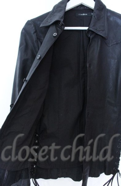 画像5: CIVARIZE / ゴートスキンレースアップウエスタンシャツ 44 ブラック O-25-10-22-004-CI-sh-YM-OS (5)