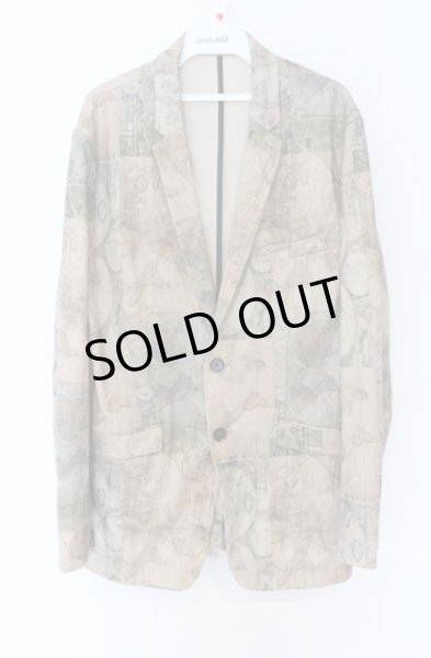 画像1: NO ID. / ワールドマッププリントノッチドラペルテーラードジャケット 3 ベージュ O-25-10-28-025-NO-ja-YM-OS (1)