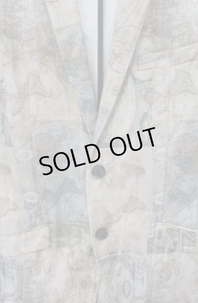 画像2: NO ID. / ワールドマッププリントノッチドラペルテーラードジャケット 3 ベージュ O-25-10-28-025-NO-ja-YM-OS (2)