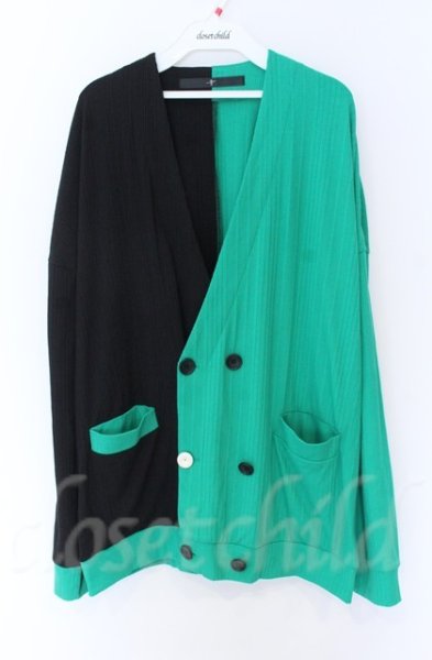 画像1: NO ID. / ランダムテレコBIG-C-D カーディガン ONE グリーンxブラック O-25-10-28-026-NO-to-YM-OS (1)