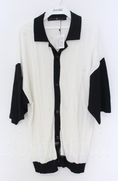 画像1: NO ID. / チェンジングカラーニットオープンカラーシャツ ONE ブラックxホワイト O-25-10-28-031-NO-sh-YM-OS (1)