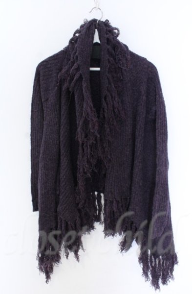 画像1: NO ID. BLACK / ケーブルニット3WAYフリンジガウン ONE パープル O-25-10-28-004-NO-to-YM-OS (1)